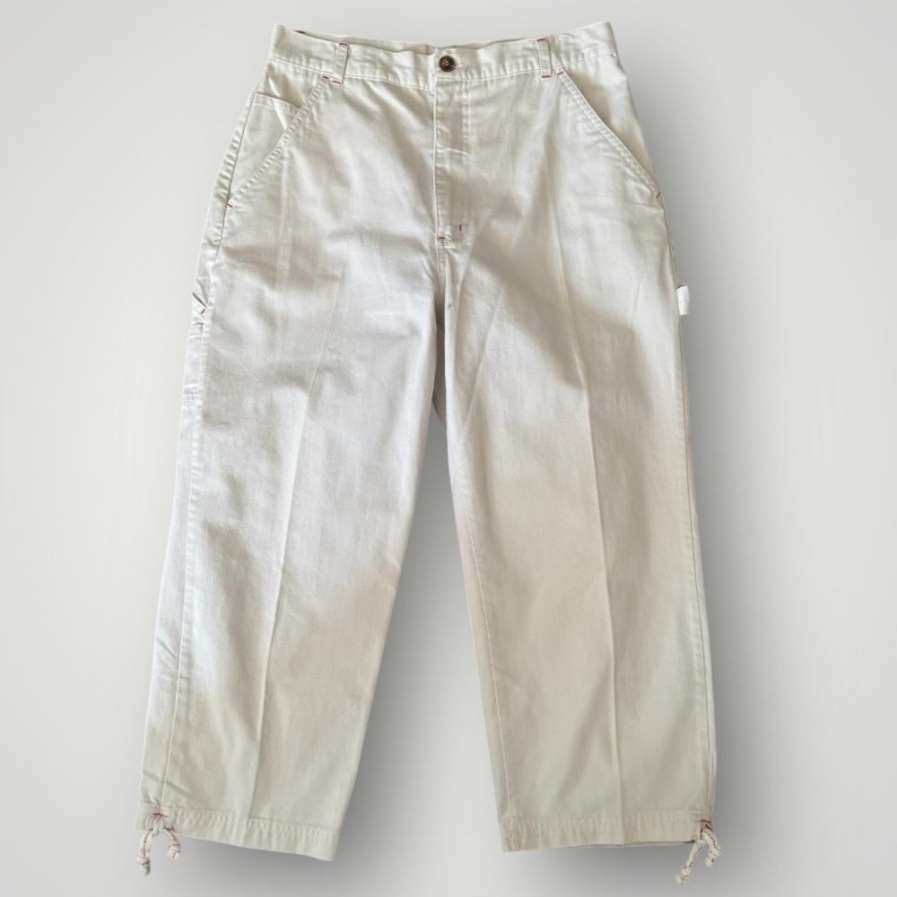 Que Pasa Khaki Cargo Capris Hem Ties Y2K Women’s Size 10
